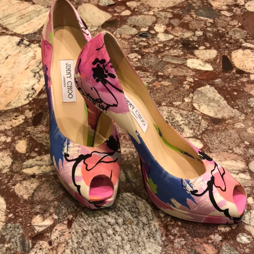 Jimmy Choo Platform Peep Toe Pumps
